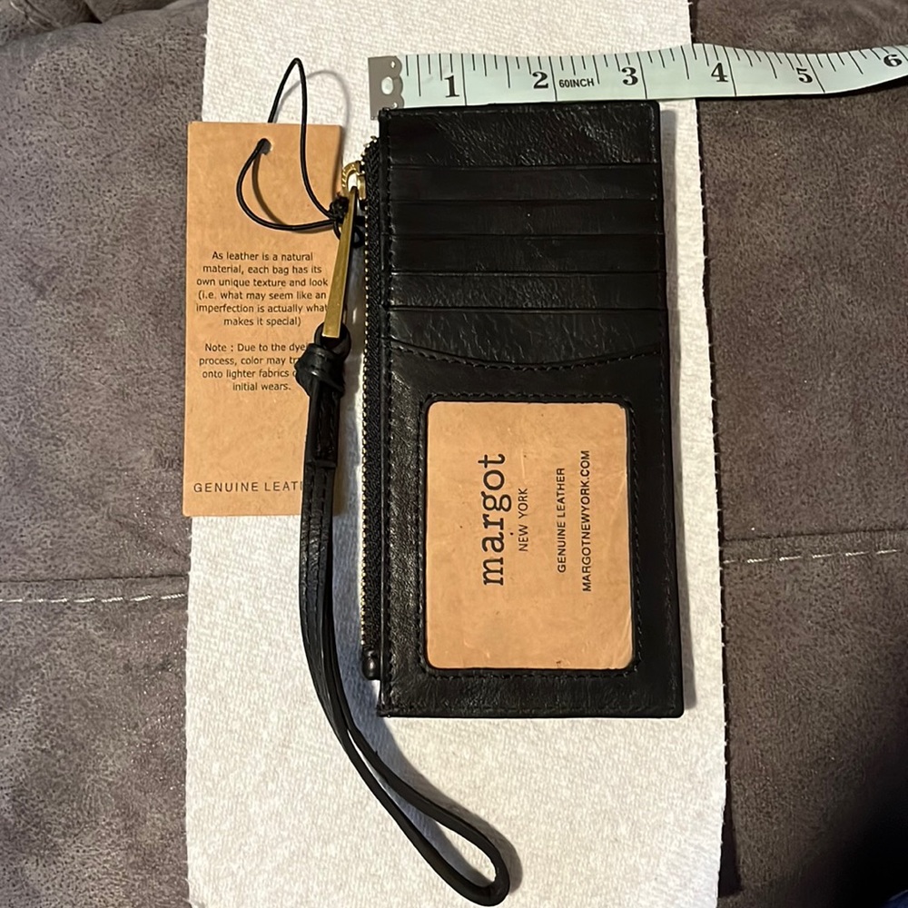 Margot Faye Leather Card Case, Black NWT